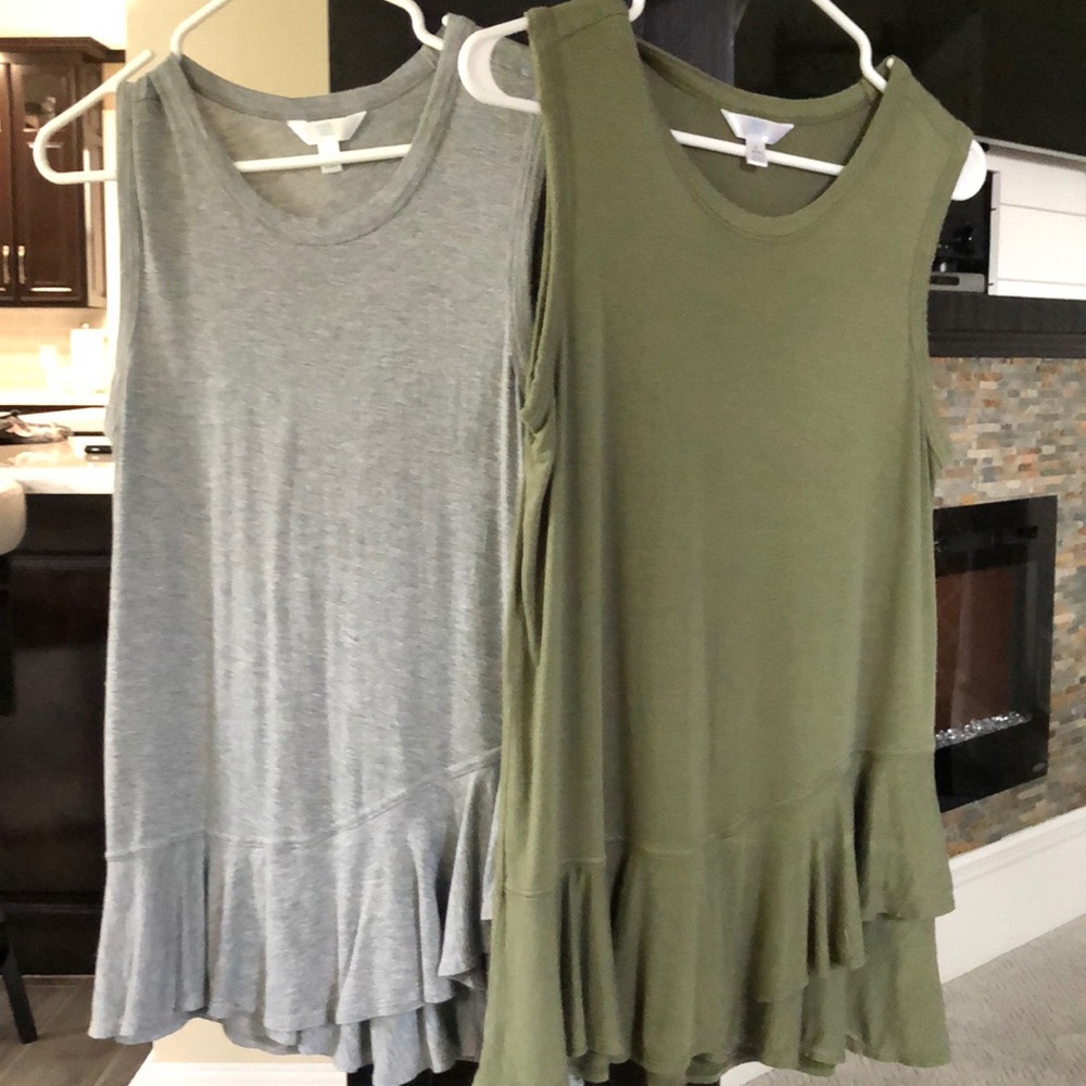 Time and True sleeveless ruffle tanks.